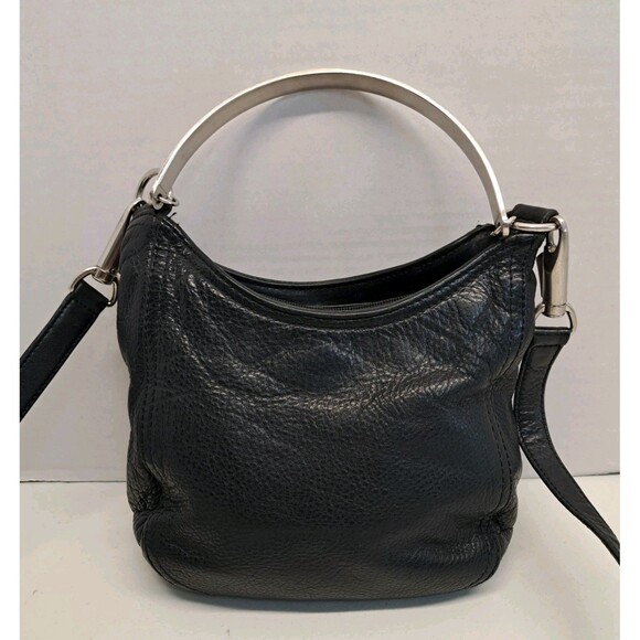 Anne Klein Handbags - Anee Klein II Black Leather Handbag With Silver Metal Handle And Shoulder Strap